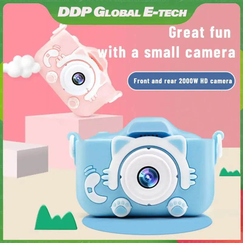 

Cute Children Digital Camera Cartoon Mini Kids Camera 1080p Hd 2.0 Inches Color Screen Dual Selfie Video Game Birthday Gift