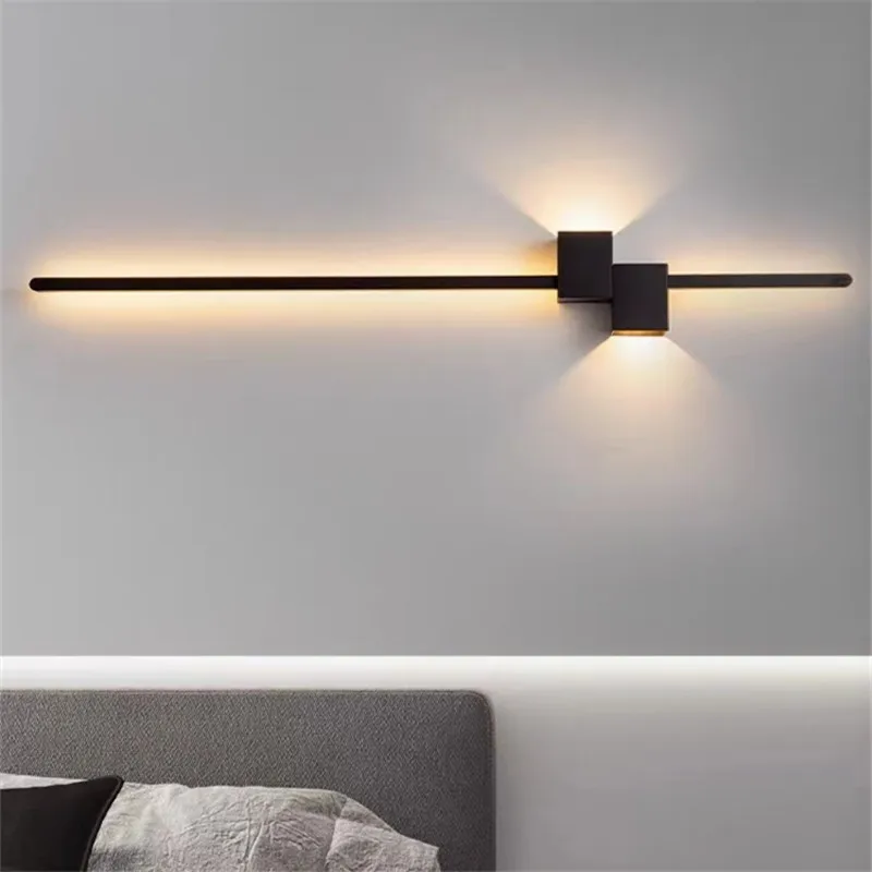 

Modern sqare led wall light black gold replica design lamp Home Indoor Living Room background bedroom bedside tables light