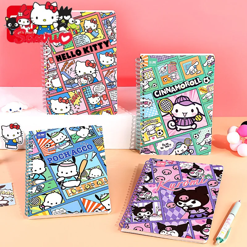 

Sanrio Melody Kuromi Hello Kitty Cinnamoroll Pochacco Comic Wind Coil Cartoon 80G Writing Paper Easy To Use Smooth Student Diary