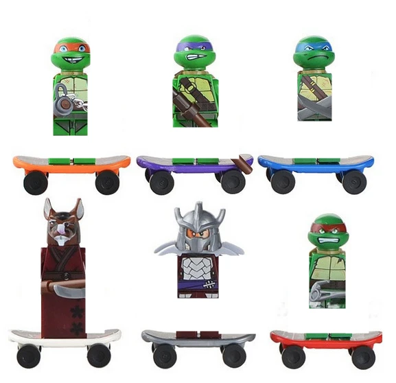 

6 шт. TMNT подростковые мутанты ниндзя черепашки блочные игрушки мини-человек