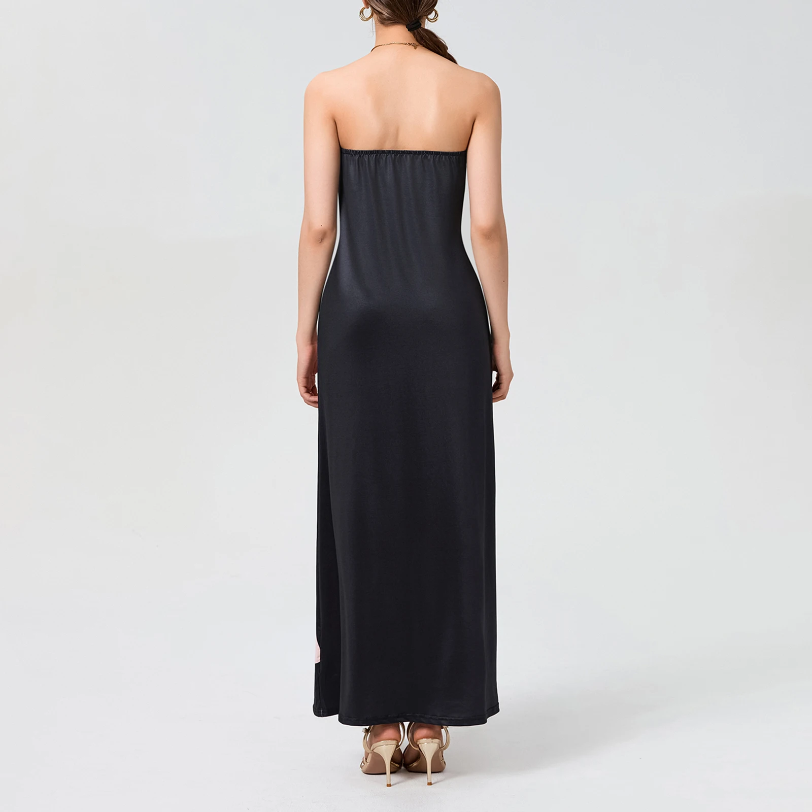 Женское длинное платье без бретелек модное свободное платье-футляр с открытой