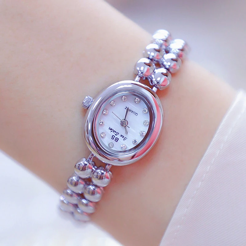 BS Elegant Small Silver Ladies Watches 2022 Free Shipping Ultra Thin Waterproof Bracelet Dress Women's Wristwatch Reloj Mujer