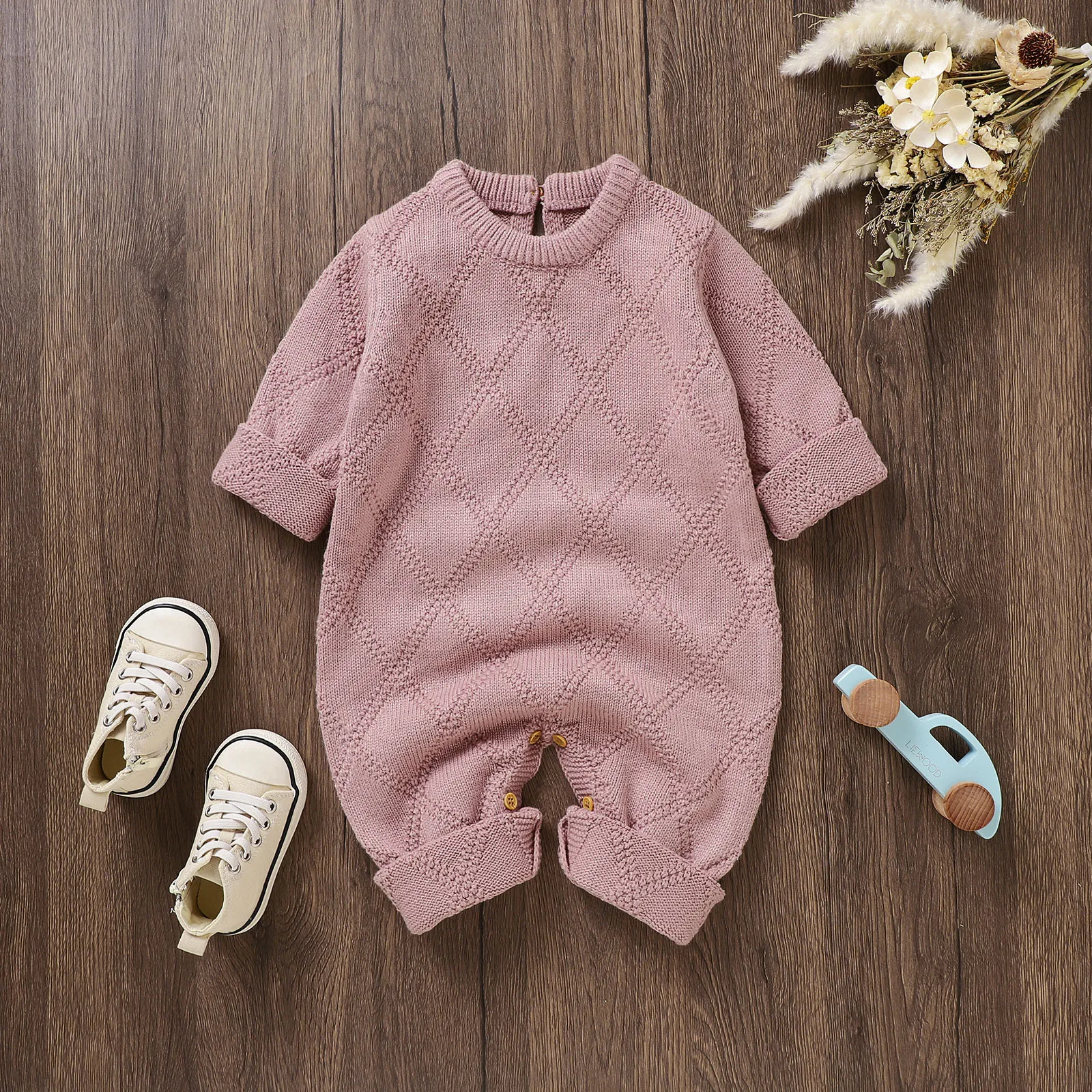 

Baby Boy Clothes Autumn Newborn Infant Baby Crewneck Knit Romper Cotton Long Sleeve Boy Girl Sweater Clothes Baby Jumpsuit