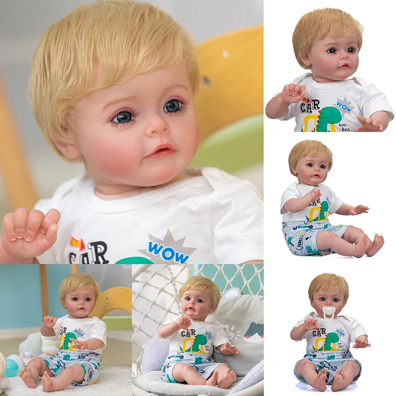 

24inch Already Painted Finished Reborn Doll Sue-sue in Boy Version with Blonde Hair Visible Veins Cuddly Soft Body High Quality