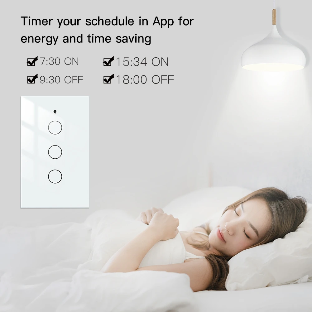 

1/2/3 Gang Tuya Light Touch Switch Sensor Smart Life Glass Panel Voice Control Work With Alexa Google Home Bluetooth-Compatible