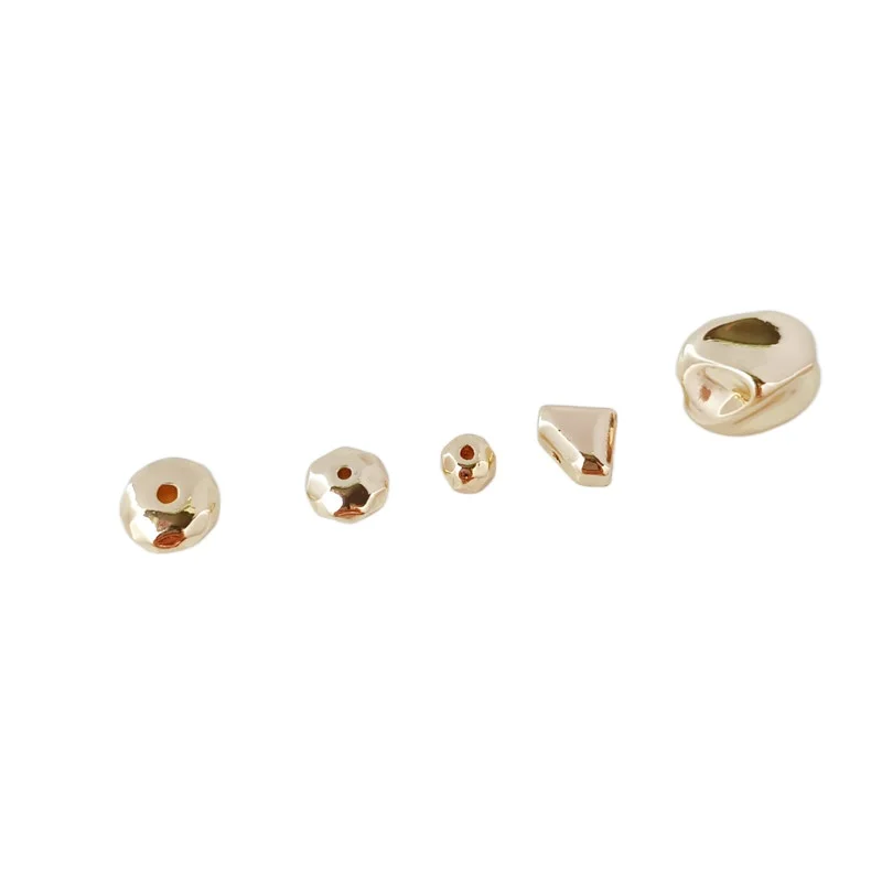 

3 piece copper wrapped 14K Gold Solid irregular smooth triangular twisted bead spacer DIY hand jewelry accessories material