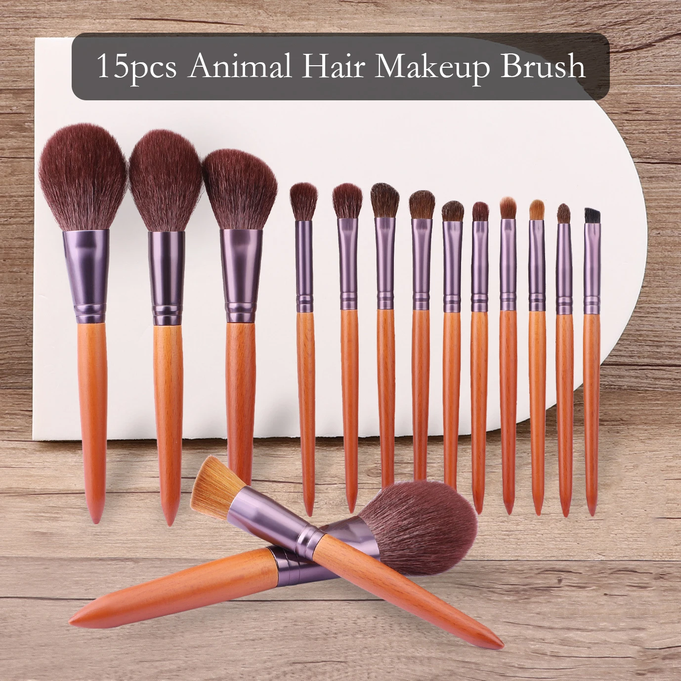 

15pc High End Beech Wood Makeup Brush Set Goat Hair Powder Foundation Blush Highlighter Brush Eyeshadow Crease Eyebrow Lip Brush