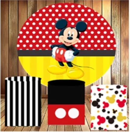 

Disney Red Mickey Mouse Round Background Circle Backdrop Shoot Birthday Party Decor Photographic Add Photo Studio Cylinders