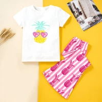 baby girls clothes suit top t shirt trousers 2 pcs 2022 spring kids bell bottomed pants infant clothing outfits pineapple