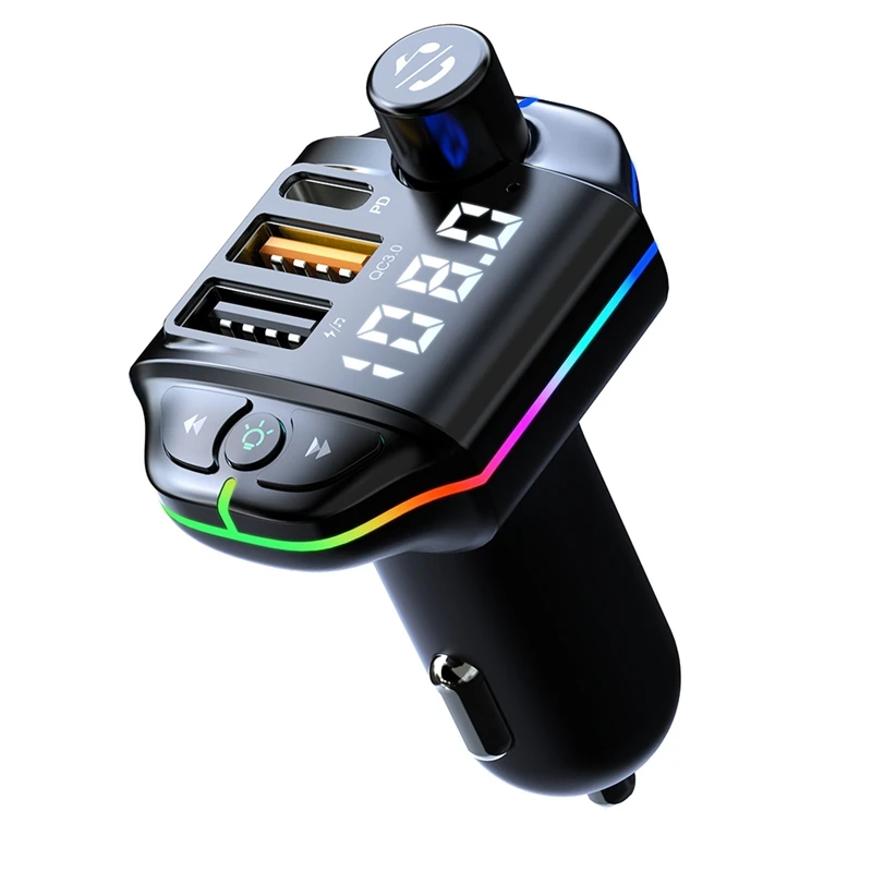 

Car Bluetooth QC3.0 FM Transmitter Kit Wireless Hands-Free Audio Receiver Dual USB Fast Charger