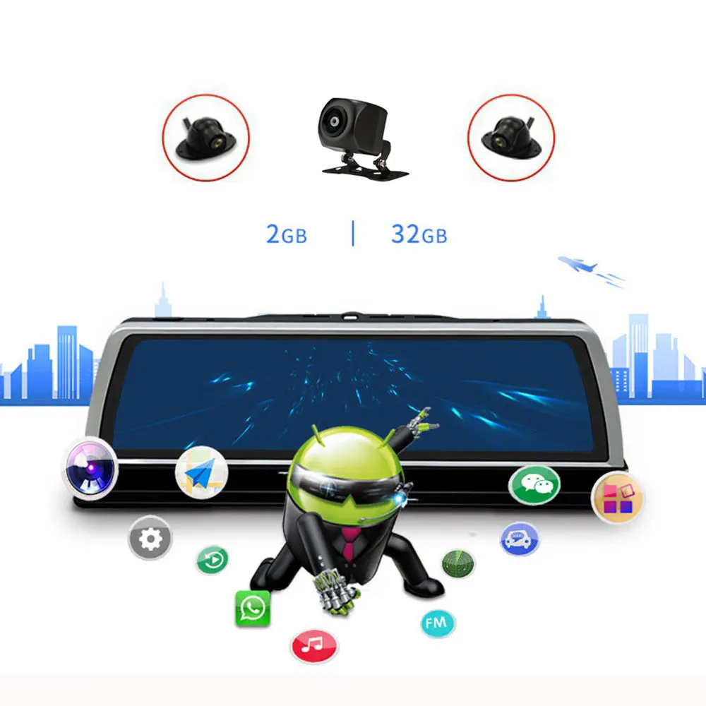 

kpay 4 Lens WIFI ADAS Car DVR Radar Detector Camera GPS Video Recorder 4G 10 inch 1080P Rearview Mirror Anti Radar Dash Cam