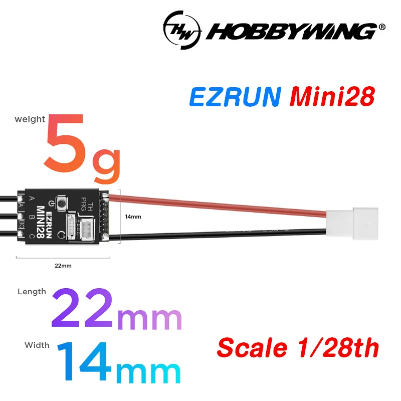 

Hobbywing EZRUN MINI28 30A Sensored Brushless ESC Small Size Support Bluetooth Settings For 1/28 GL Racing/Drift Car