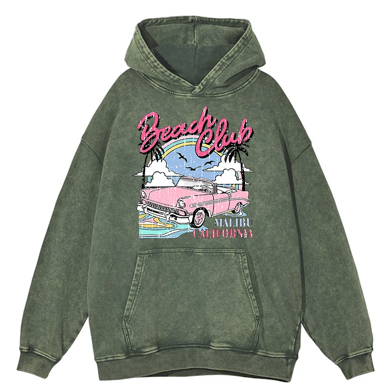 Мужская хлопковая толстовка оверсайз с капюшоном в стиле ретро