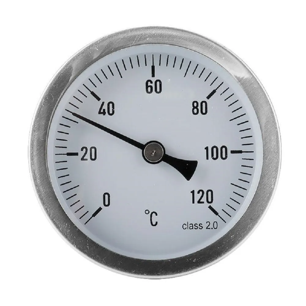 

Pipe Dial Thermometer Temperature Gauge W/ Clip-On Spring 63mm Pipe Thermometer 0-120°C For Hot Water Heating Tube Oil Tanks