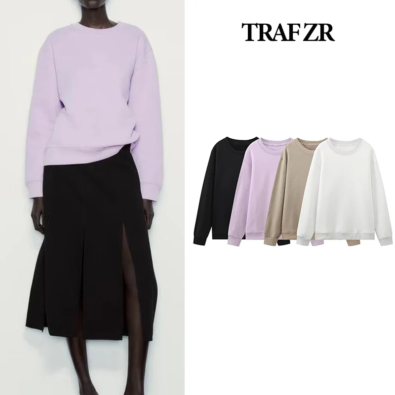 

Женская толстовка с длинным рукавом, круглым вырезом и плюшевой подкладкой