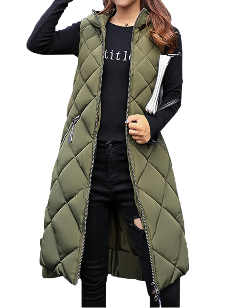 

New Autumn Winter Hot Selling Long Women Vest Korean Fashion Casual Warm Woman Jacket Female Bisic Waistcoat Cheap Wholesale