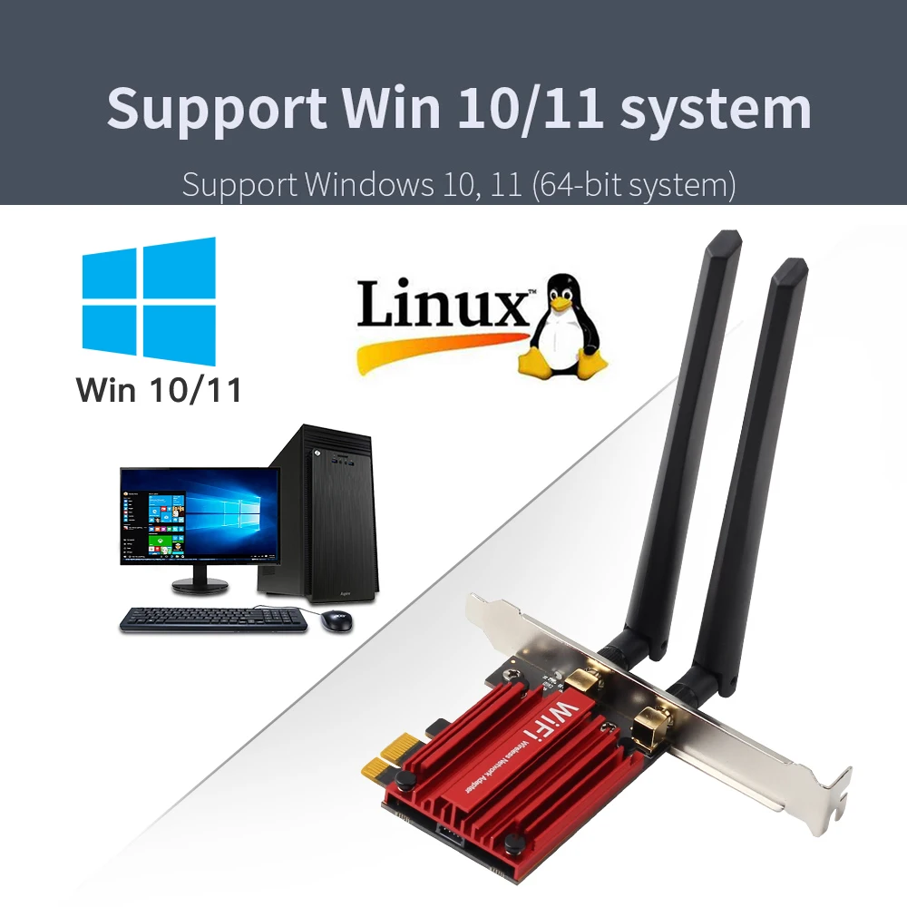 Wi-Fi 6E PCIE M.2 адаптер три диапазона 5374 Мбит/с Bluetooth 5 3 Intel AX210 беспроводная 6 сетевая