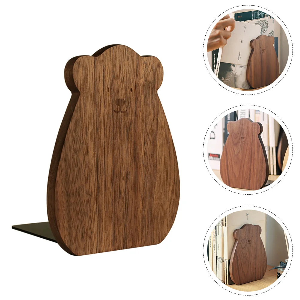 

Childrens Room Decor Wooden Bear Bookend Lovely Bookshelf Accessory Desk Adorable Iron Mounting Baby