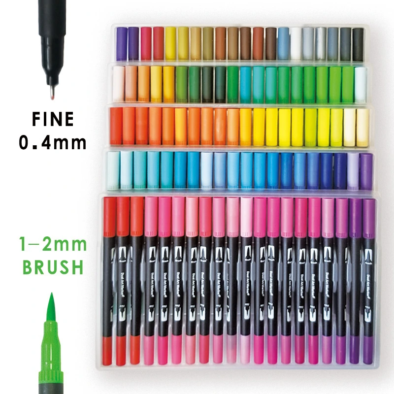 Watercolor Art Markers Brush Pens Dual Tip Fineliner Drawing 12/48/60/72/100Colors for Calligraphy Painting Set Art Supplies