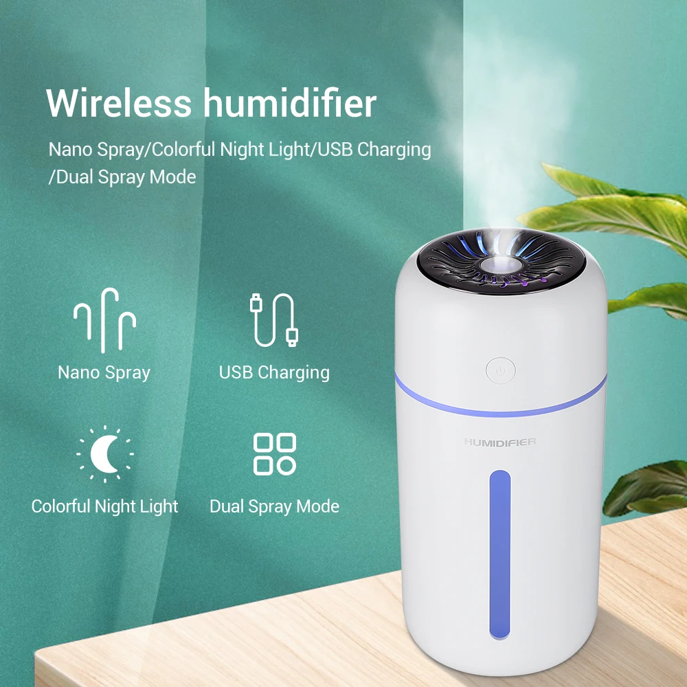 

Wireless Air Humidifier Car Humidifier Desktop Aromatherapy Atomizer Portable Colorful Night Light Bedroom Office USB Charging