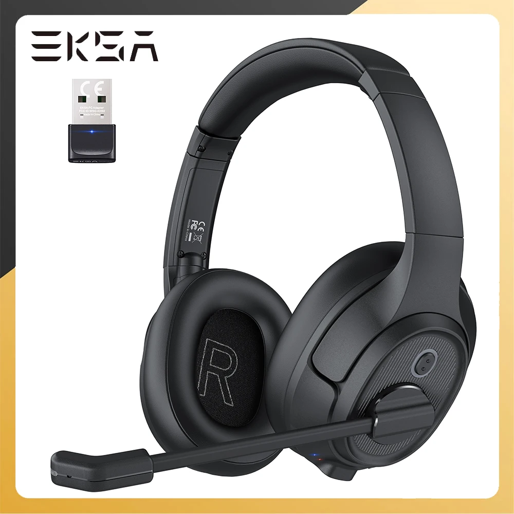 EKSA Wireless Headphones With Microphone Ai ENC Noise Cancelling Bluetooth 5.0 Office Driver Trunk Call Center Skype Headset H6