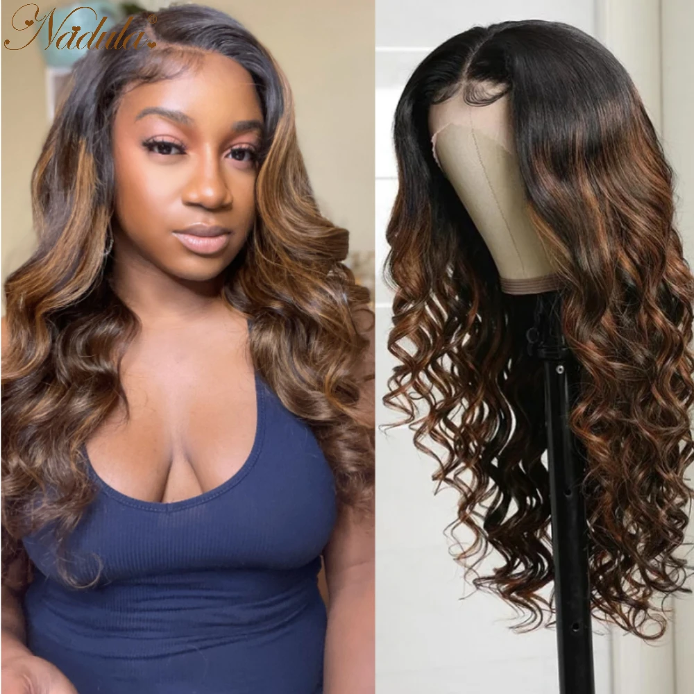 

Nadula Hair #FB30 Balayage Highlights Wigs 13x4 Lace Front Wig Ombre Highlight Body Wave Lace Front Wig Pre Plucked Hairline