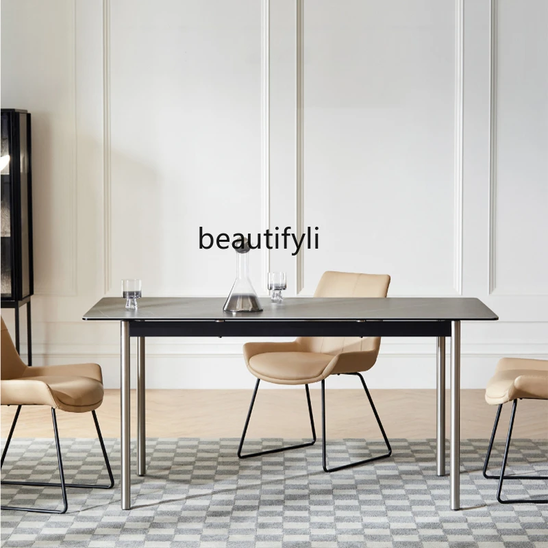 

yj Northern European Italian minimalist rectangular dining table dining room ceramic rock plate medieval dining table and chair