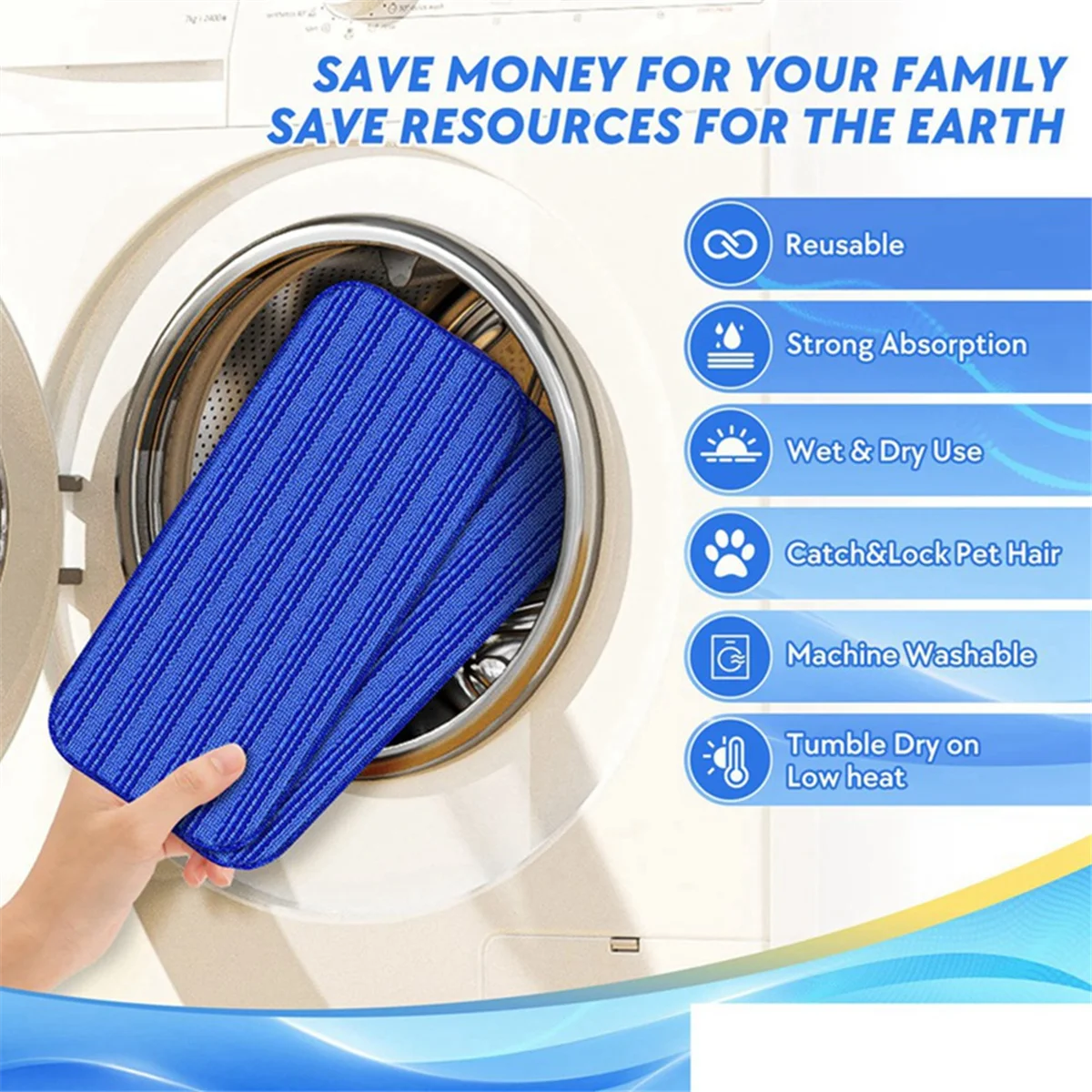 6 упаковок многоразовых подушечек для швабры совместимых с Swiffer Wet Jet Mop запасные