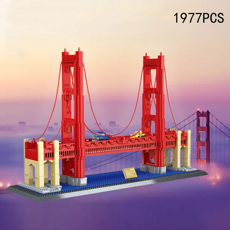

World Famous Architecture U.S.A Golden Gate Bridge San Francisco America Building Block Model Educational Toys Collection