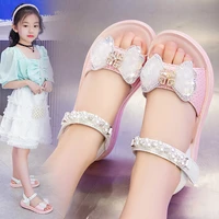 26 36 rhinestones kids shoes for girls sandals 2022 summer kids free shipping princess girls shoe fashion bow beaded beach shoe