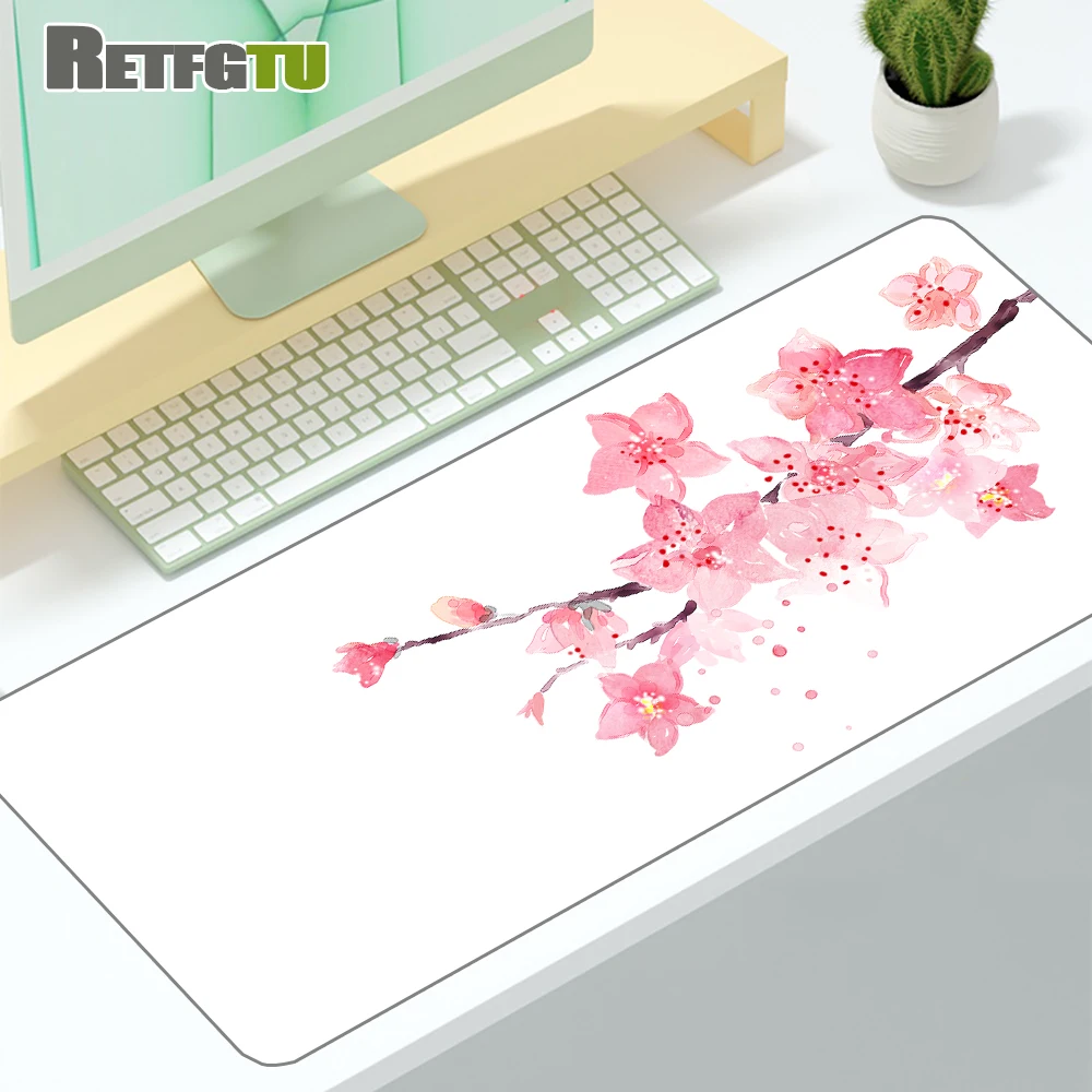 

Sakura Desk Mat Japan Mouse Pad Company Black and White Mousepad Pink Gaming Accessories Aesthetic Mausepad Mechanical Keyboard