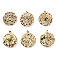evil eye round charms pendant zircon charms turkish devil eye gold pendant for diy bracelet necklace jewelry making supplies