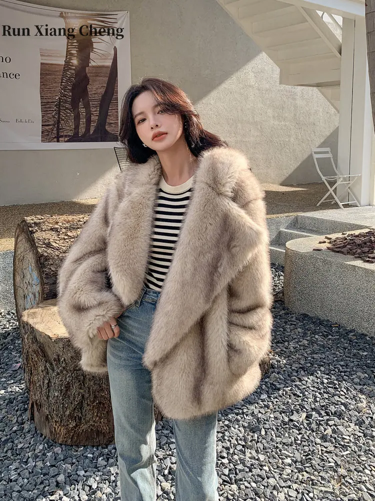 Women's Winter Fur Jacket 2023 New Chic and Elegant Loose Comfortable Furry Versatile Fashion Large Lapel Imitation Fox Fur Coat
