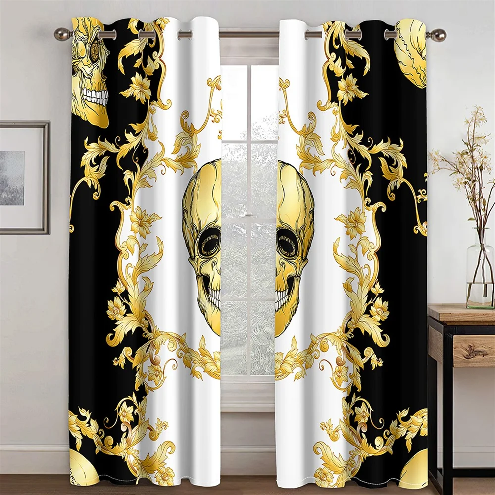 

Custom Modern Cheap Luxury Leopard Skeleton Gold Drape Shading Polyester Window Curtain For Home Living Room Bedroom Hook Decor
