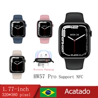 23pcs hw57 pro smart watch series 7 nfc voice assistant payment bluetooth call waterproof smartwatch men pk iwo hw37 w27 pro