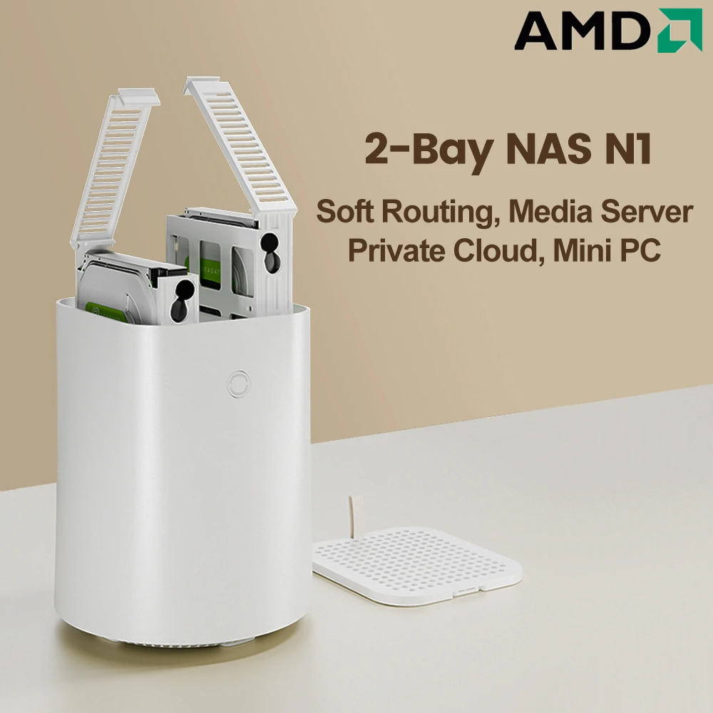 Topton 2-Bay NAS N1 PRO AMD Ryzen 5 5500U 300U Network Attached Storage Media Server Private Cloud Firewall Soft Router Mini PC