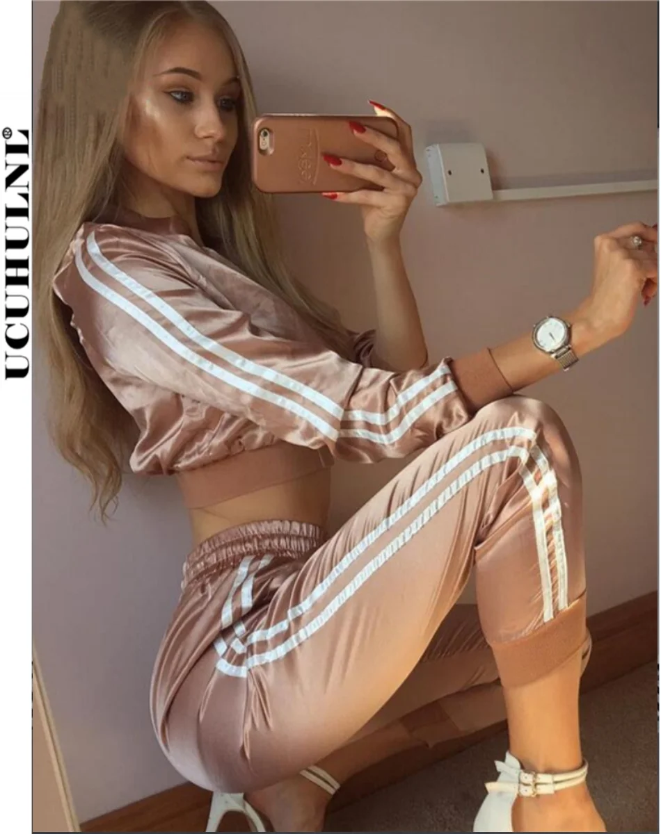 

Women Streetwear Tracksuit 2 Piece Set Korea Fashion Zipper Long Sleeve Jacket Coat Two Piece Suits Casual Joggers Pants Outfits