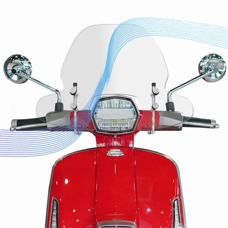 Фото Ветровое стекло для мотоцикла Lambretta G350, акриловые ветрозащитные дефлекторы, толщина 4,2 мм, серебристый кронштейн, аксессуары №2