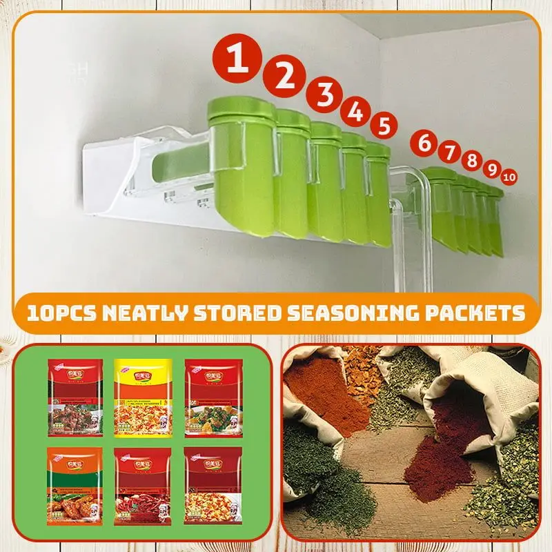 hole free spice bag storage rack wall mounted seasoning rack free punching seasoning bag seasoning holder tools kitchen gadgets free global shipping