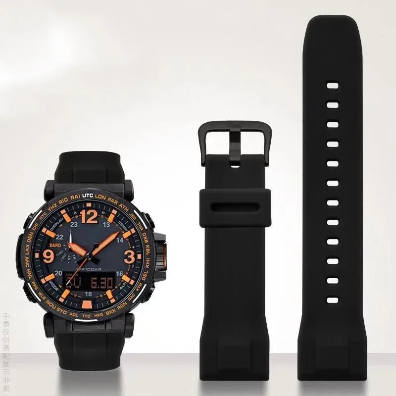 Black and blue strap accessories for Casio PRG-650 PRW-6600Y-1A9 PRG600 / 610 silicone waterproof replacement rubber 24mm