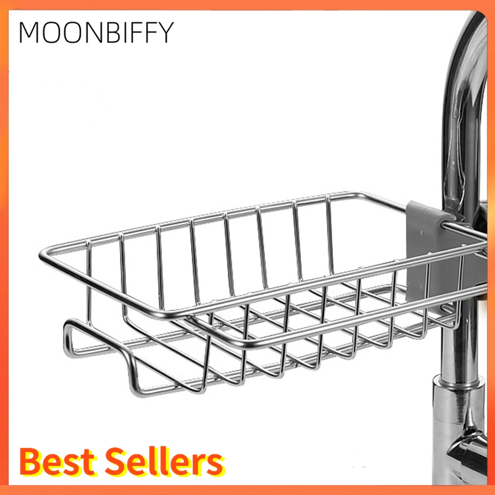 

Stainless Steel Faucet Storage Racks Adjustable Sink Rag Sponge Draining Rack Kitchen Bathroom Soap Storage Holders Shelves