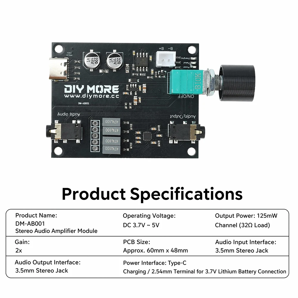 Фото DC 3.7V-5V DM-AB001 стерео модуль усиления наушников MAX97220 чип 3,5 мм модуль усиления наушников USB звуковая карта динамик №5
