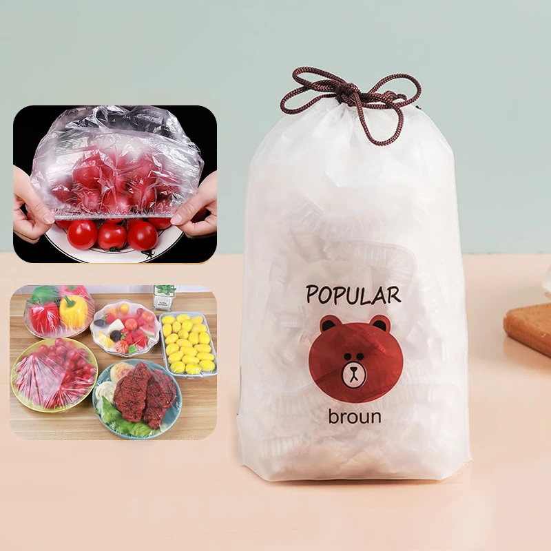 

Reusable Food Storage Covers Disposable Shower Cap Elastic Food Fresh-keeping Bags Bowls Cups Plate Lid Kitchen Supplies
