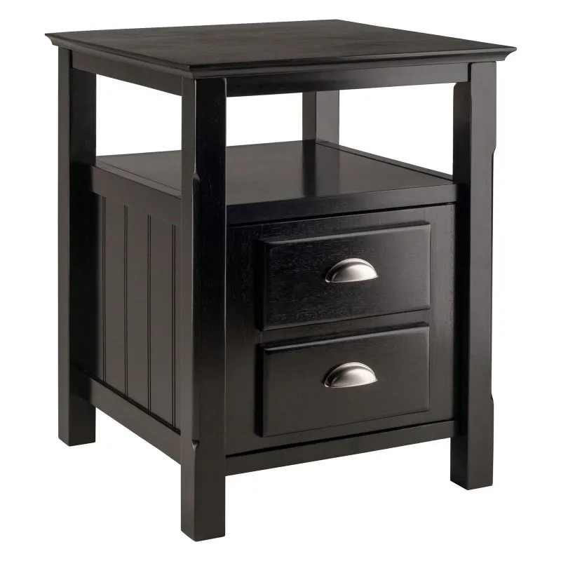 

Winsome Wood Timber Nightstand with Door, Black Finish