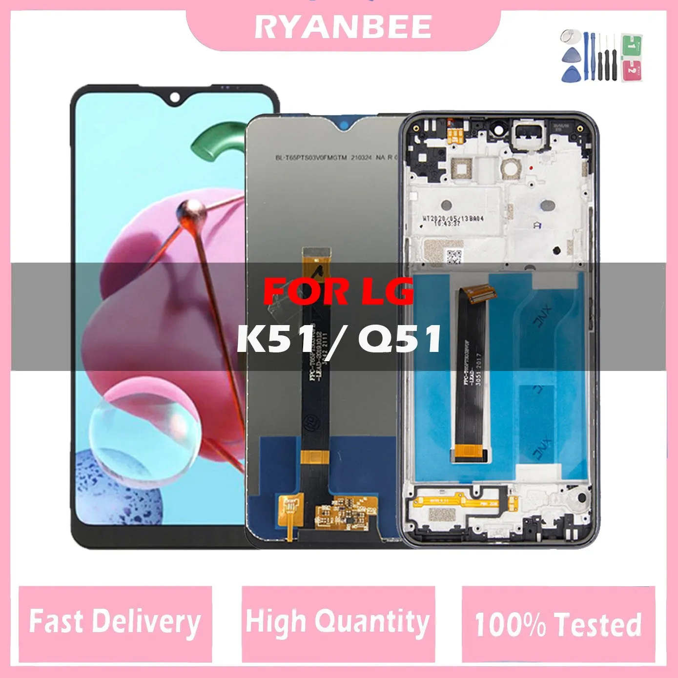 Для LG K51/Q51 K500 ЖК-дисплей для LG K51 K500 K500UM кодирующий преобразователь сенсорного экрана в сборе LM-K500UM3 ЖК-дисплей с рамкой