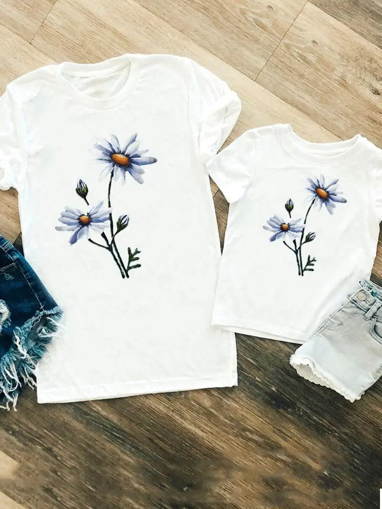 

Flower Watercolor Cute Women Girls Boys Family Matching Outfits Kid Child Summer Mom Mama Tshirt Tee T-shirt Clothes Clothing