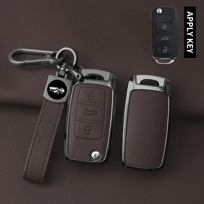 

Металлический кожаный чехол для ключей автомобиля для VW Volkswagen Polo Tiguan Passat B5 B6 B7 Golf 4 5 6 MK6 Jetta Lavida Skoda Octavia Seat