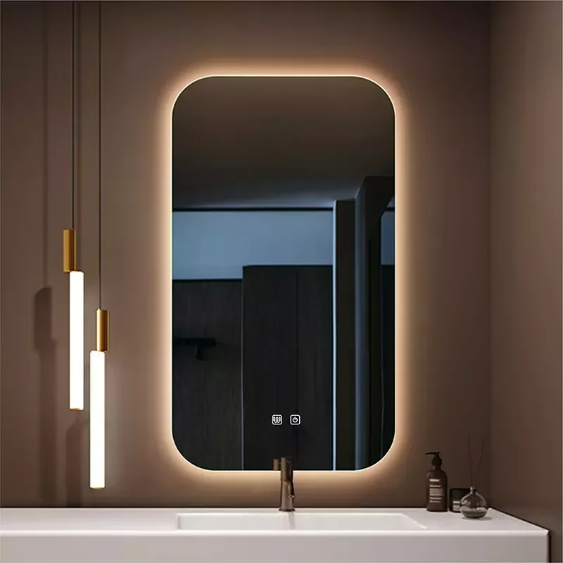 

NEW2023 Rectangular Smart Bathroom Mirror With light Anti-Fog Brightness Dimmer Three Color LED Bath Vanity Full Body Makeup Mir