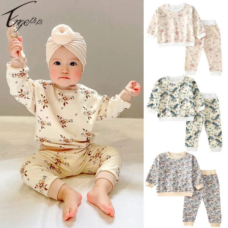 

2 шт., детский костюм с длинным рукавом и цветочным принтом