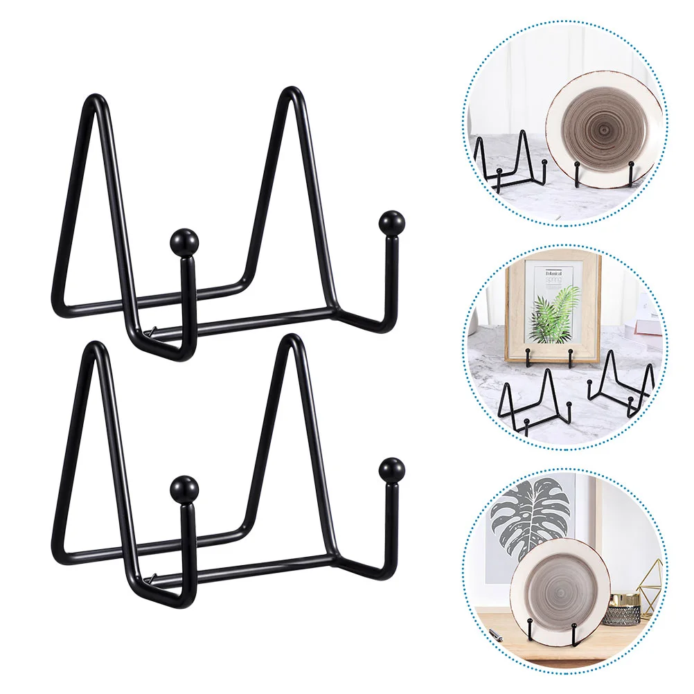 

2Pcs Iron Household Decorative Small Plate Stand Book Display Stand Plate Stands For Display for Photo Plate Picture